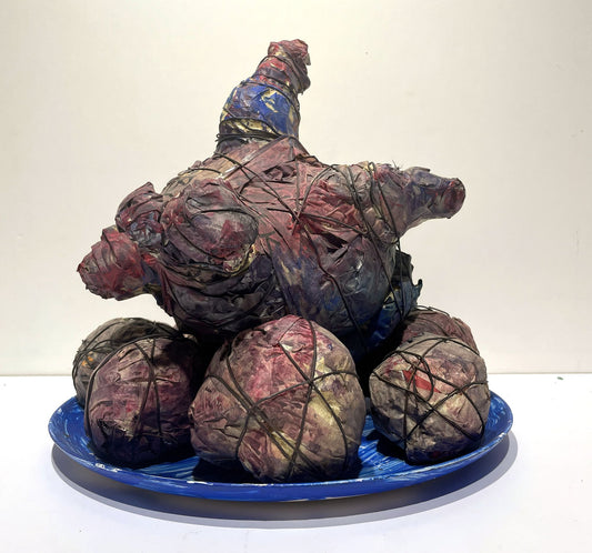 JABER El Mahjoub - La cocote et ses 7 œufs - Sculpture Art Brut