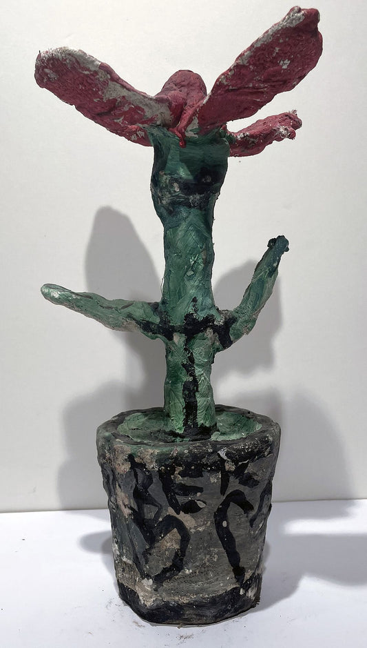 JABER El Mahjoub - Le pot de fleur - Sculpture Art Brut