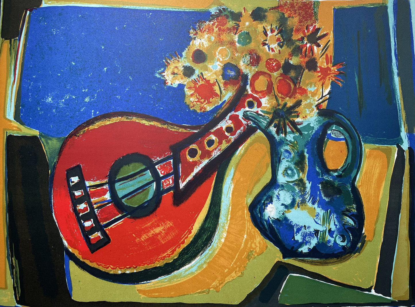 DER MARKARIAN Maurice - Guitare et bouquet, lithographie