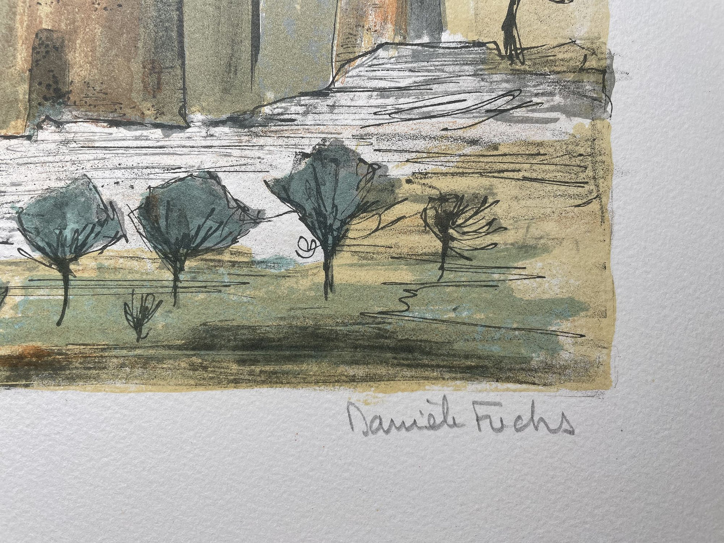 FUCHS Danièle - Paysage de Provence, lithographie