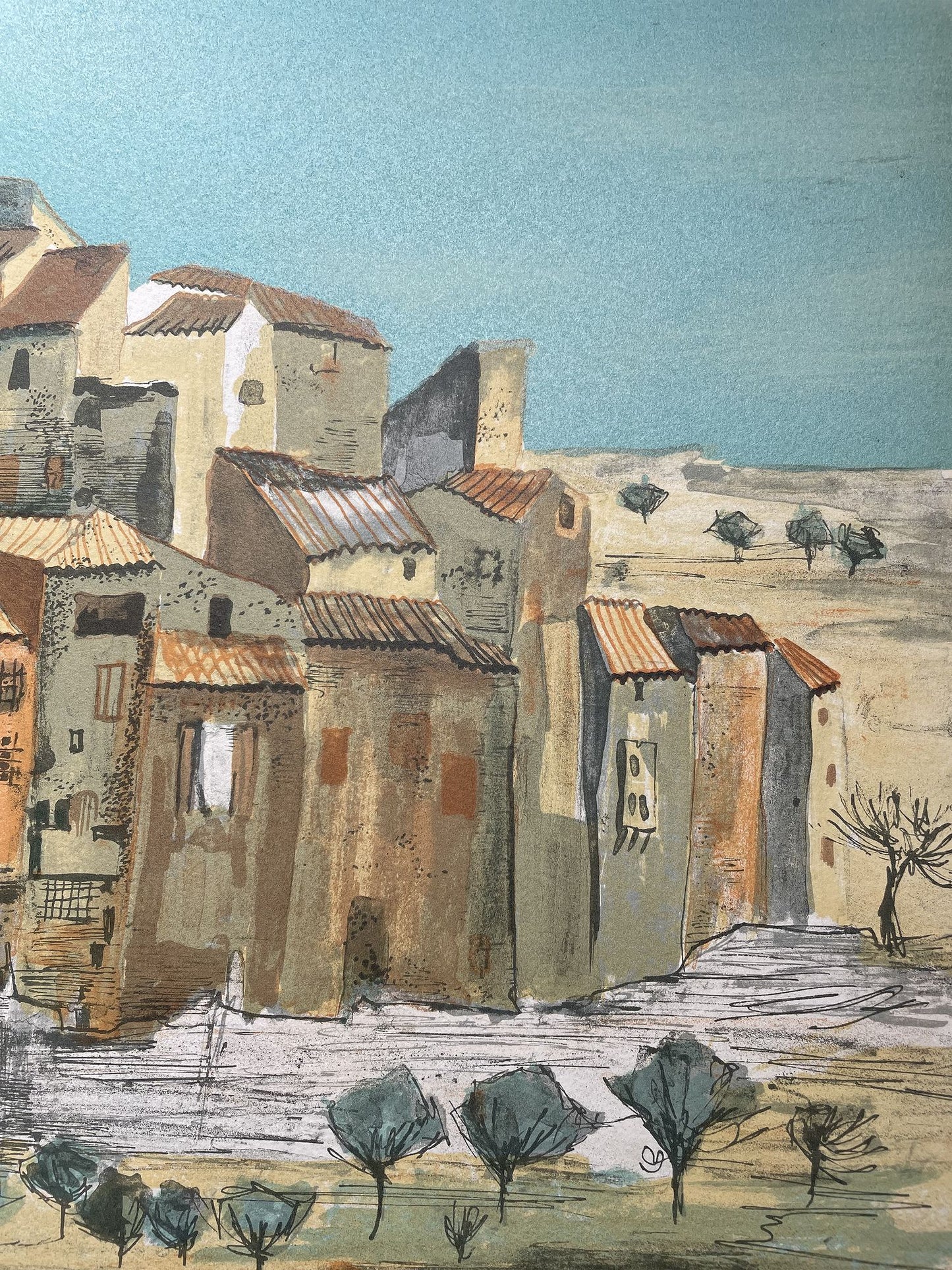 FUCHS Danièle - Paysage de Provence, lithographie