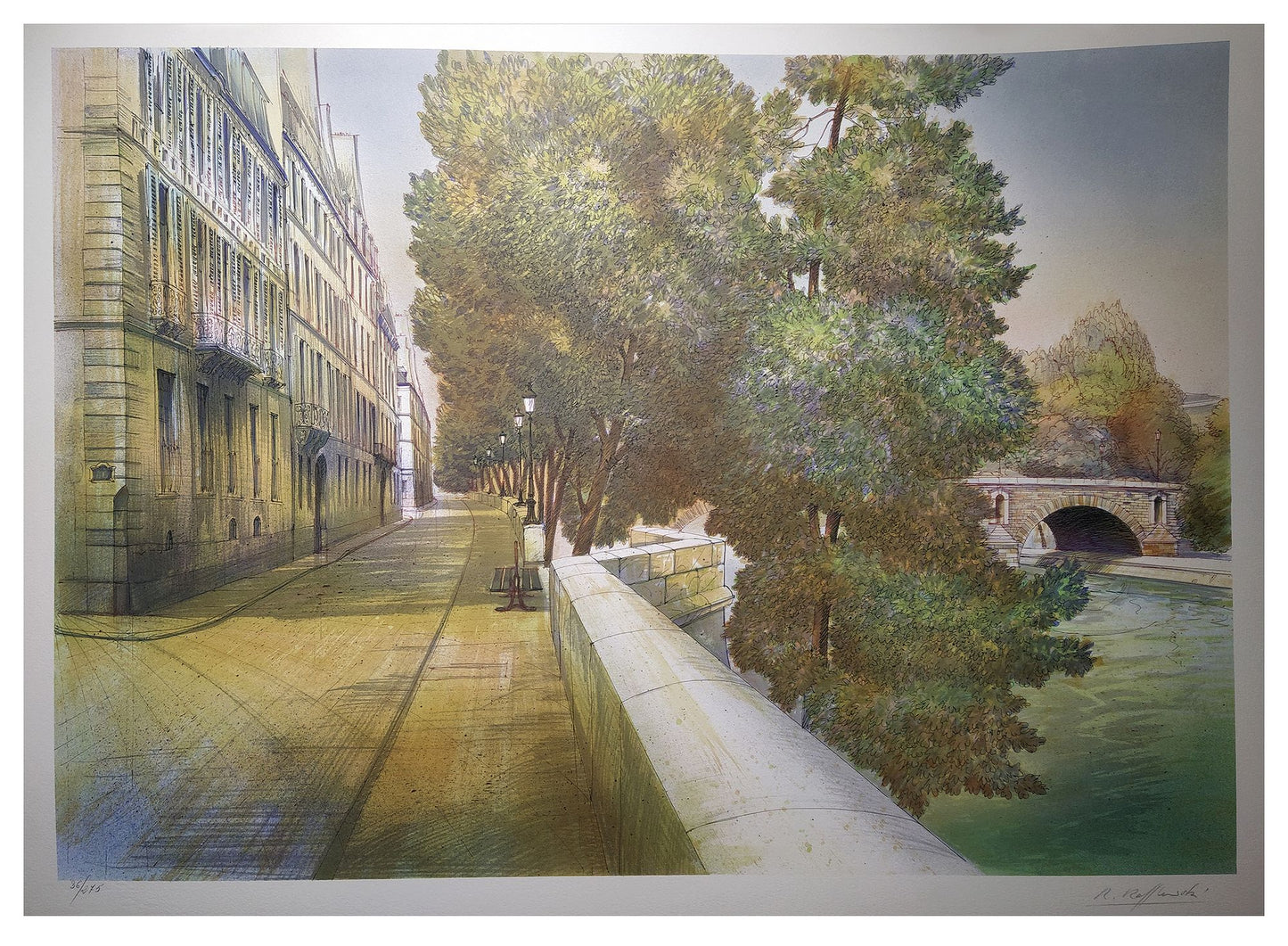 Rolf RAFFLEWSKI - Paris, Quai de Béthune, lithographie