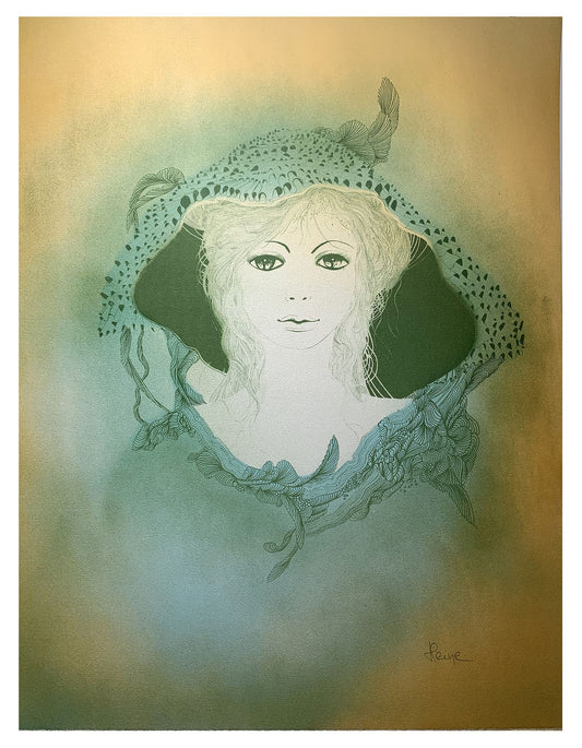 Jean HEINE - Femme en vert, lithographie