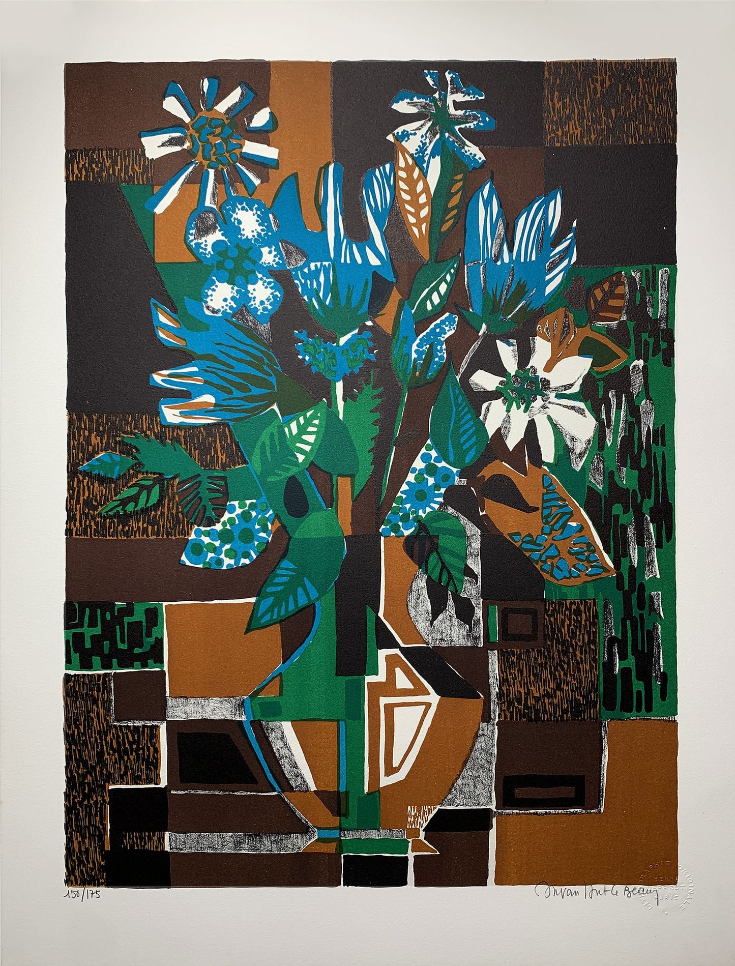 Michèle VAN HOUT LE BEAU - Le bouquet, lithographie