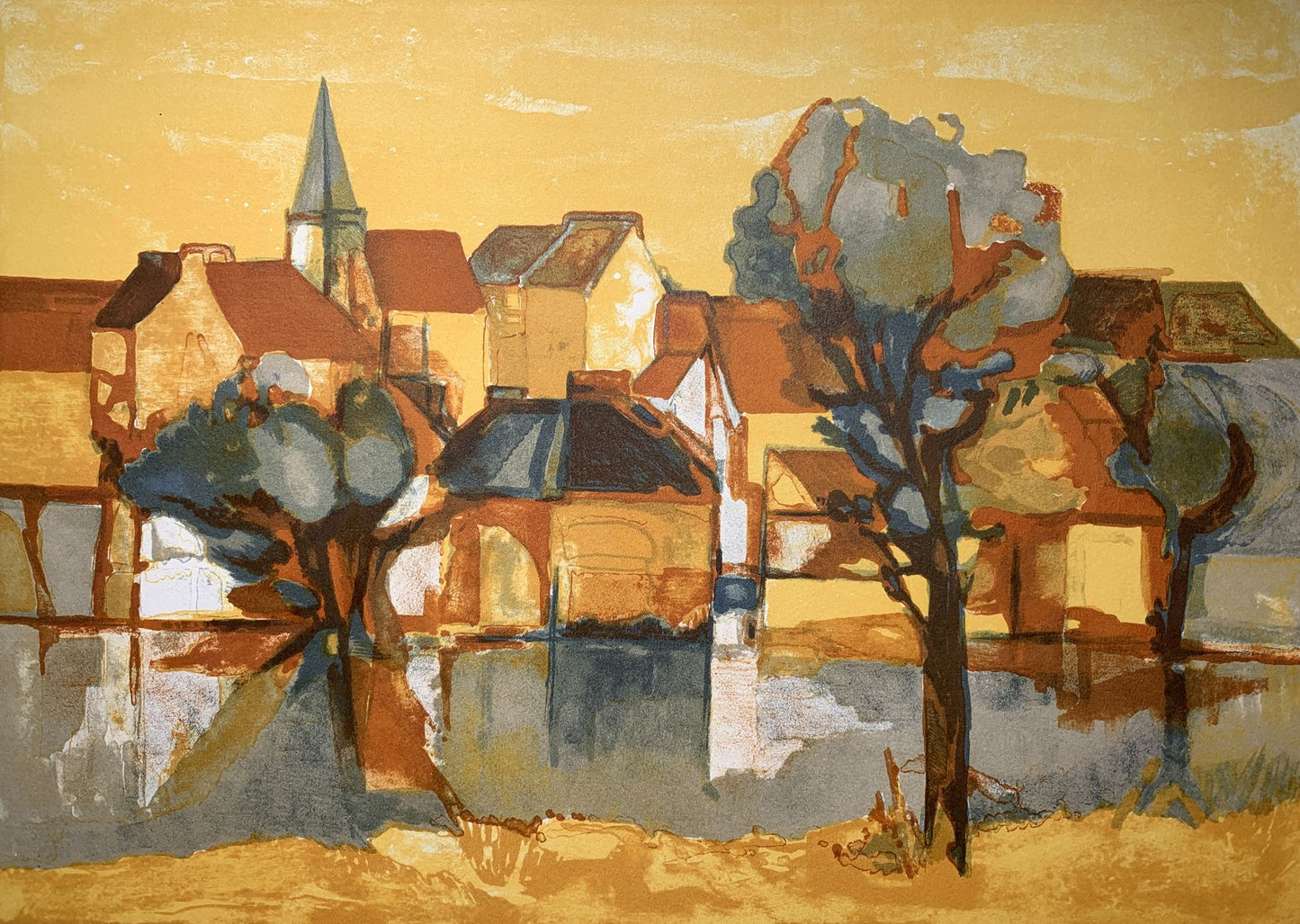 Eliane THIOLLIER - Village de provence, lithographie