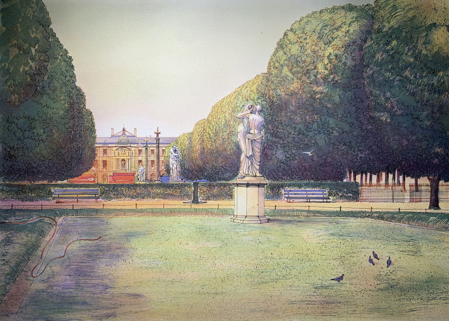 Rolf RAFFLEWSKI - Jardin de Paris, lithographie