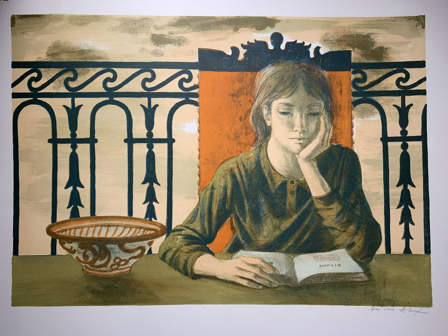 Jean-Pierre ALAUX - La lectrice, lithographie