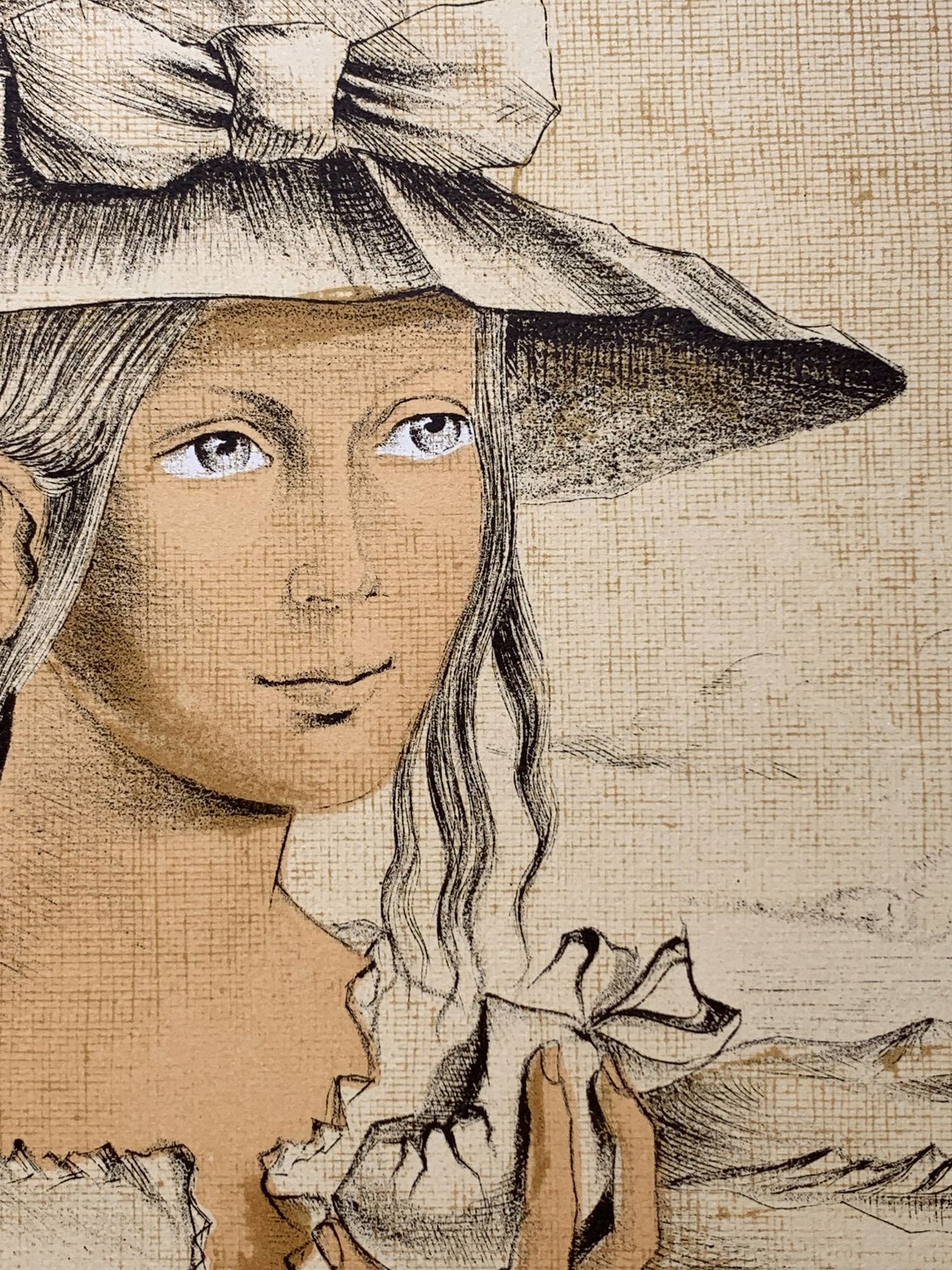 Michel VIOT - Jeune fille au chapeau, lithographie