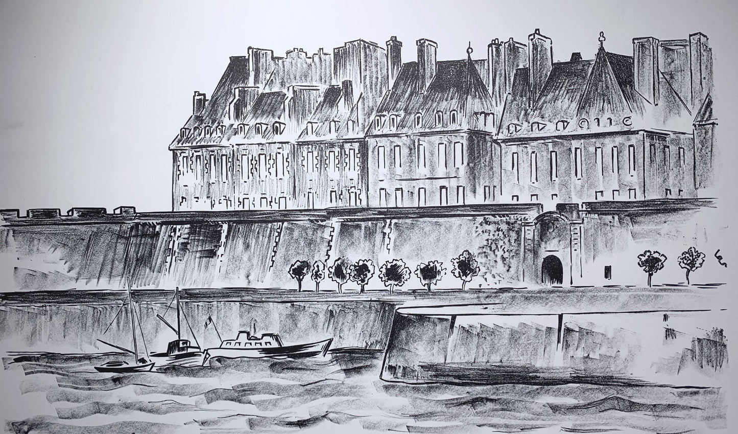 Roger WORMS - Quai de Seine, lithographie