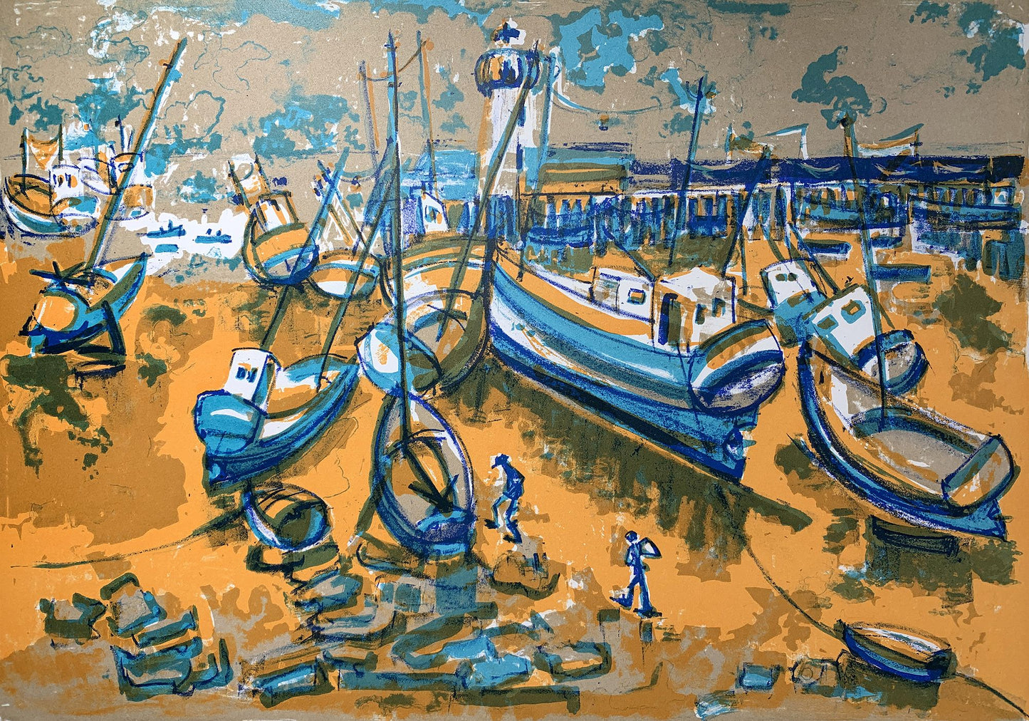 Lise DRIOUT - Le port de Saint-Tropez, lithographie