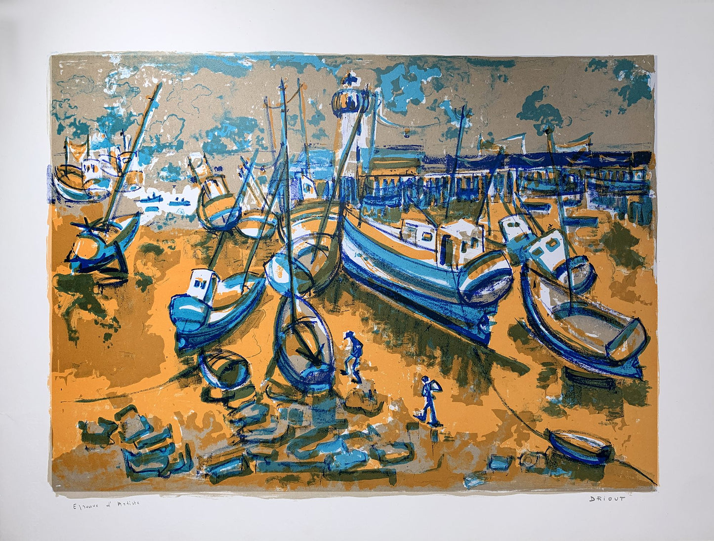 Lise DRIOUT - Le port de Saint-Tropez, lithographie