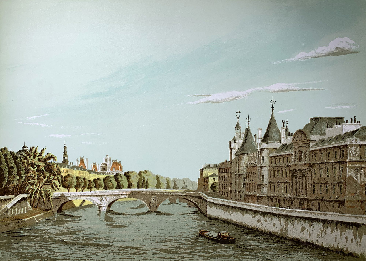 Alexis MORI  - Les quais de Seine, lithographie