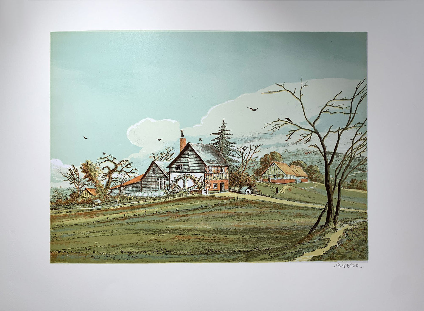 Pierre BAZIRE - Maison de campagne, lithographie