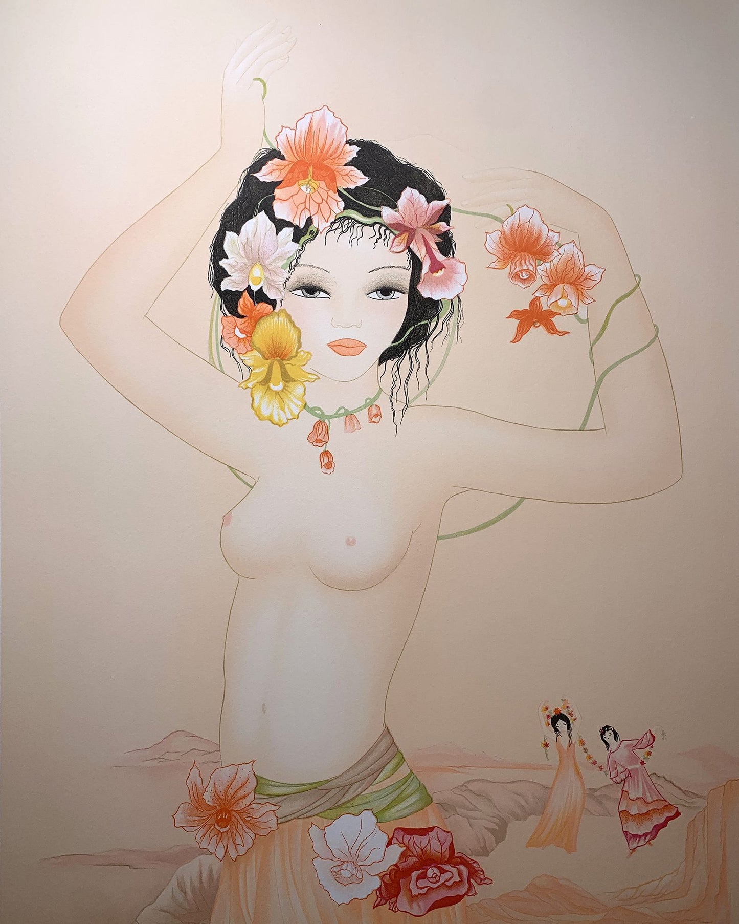 Mara TRAN-LONG - Nu exotique, lithographie