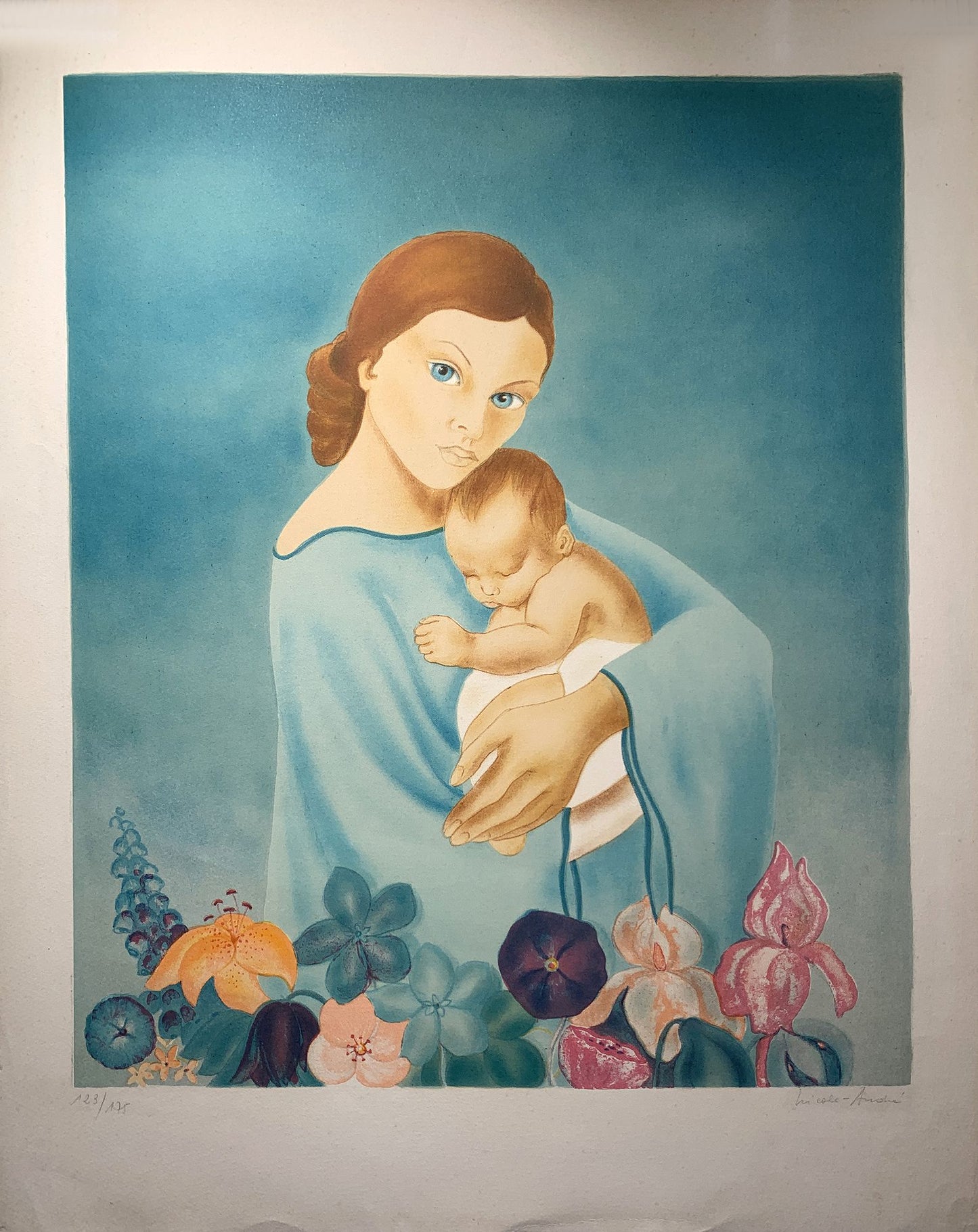 Nicole ANDRÉ - Mère et enfant, lithographie