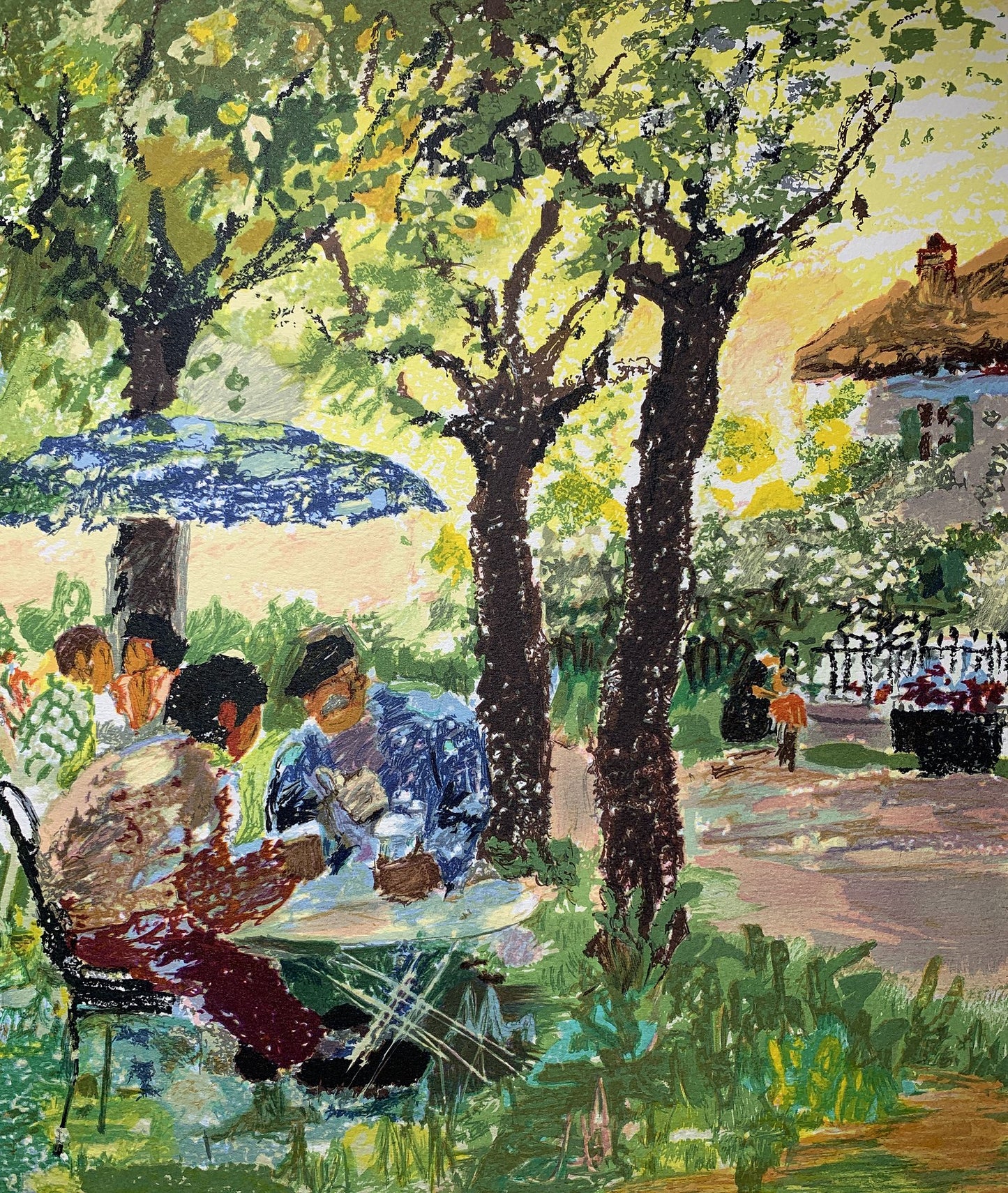 Yvonne CHEFFER DELOUIS - Bistrot de campagne, Lithographie