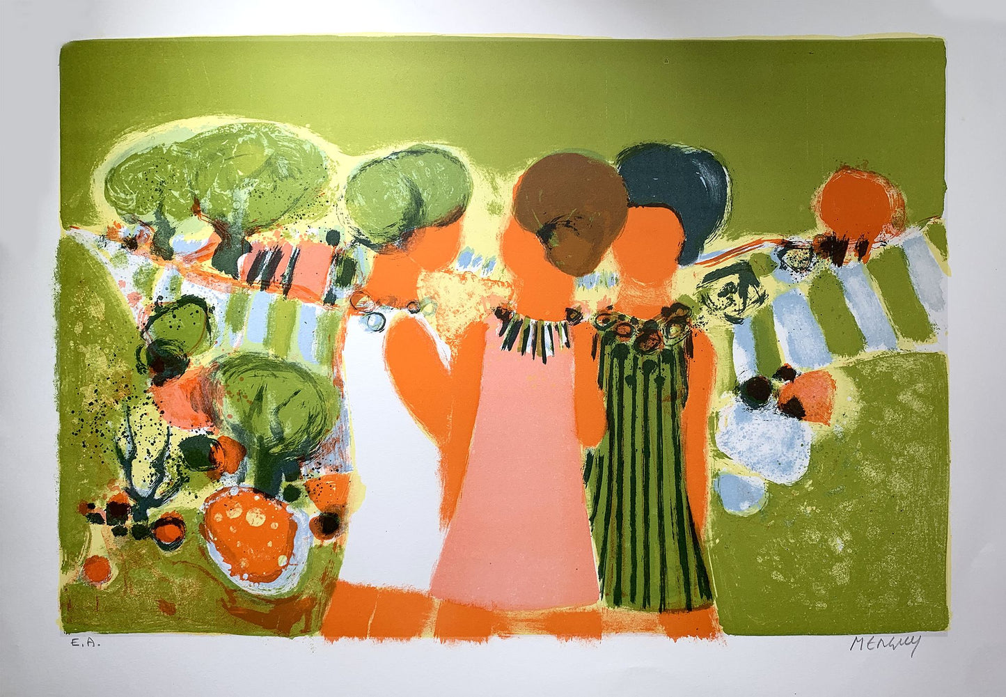 Frédéric MENGUY - Les dames au jardin, lithographie