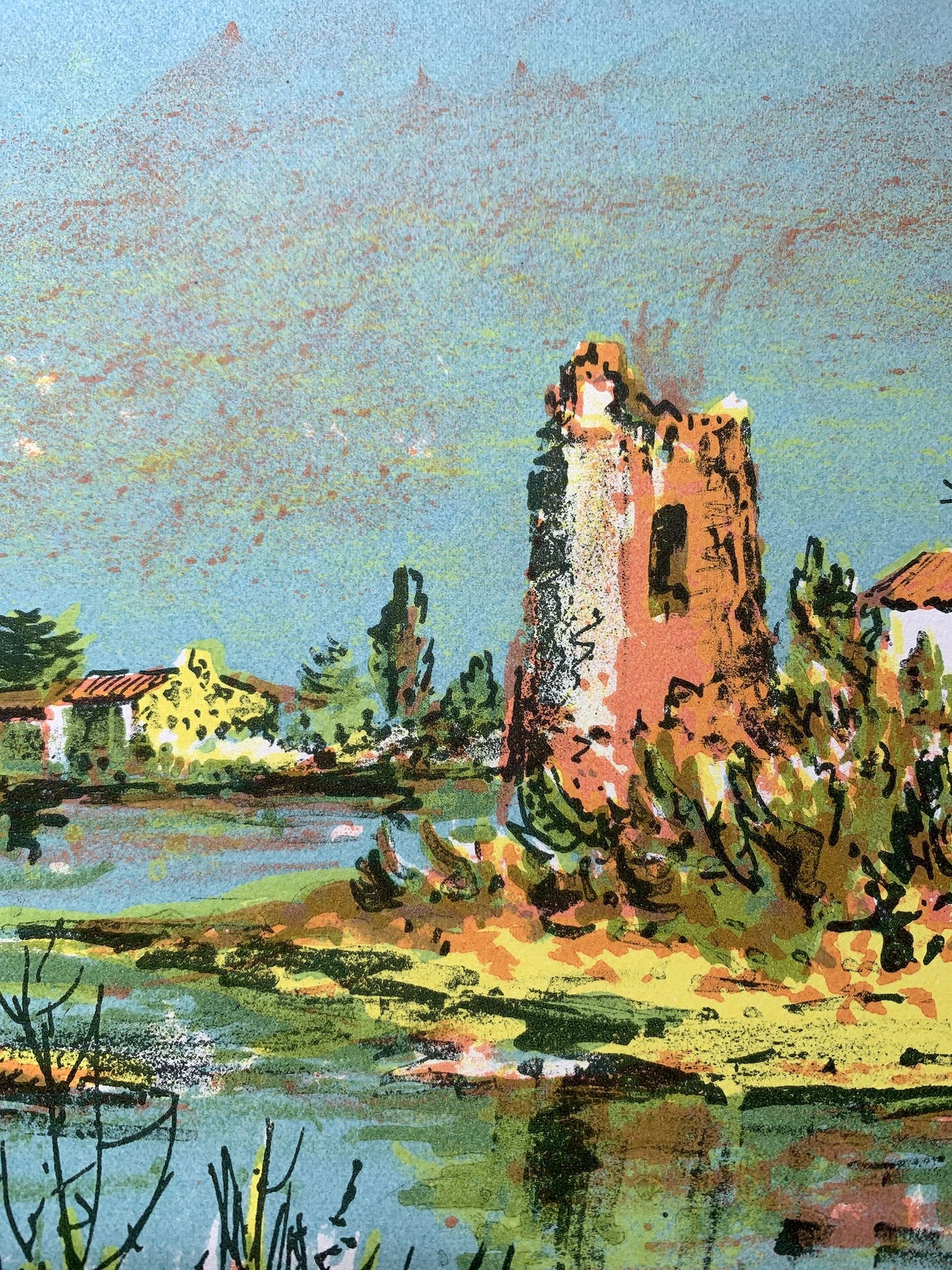 Maurice BUFFET - Le fort du village, lithographie