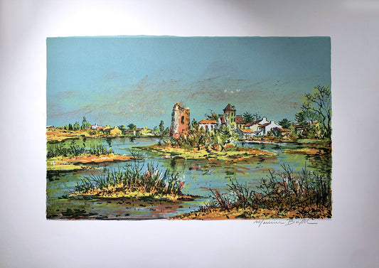 Maurice BUFFET - Le fort du village, lithographie