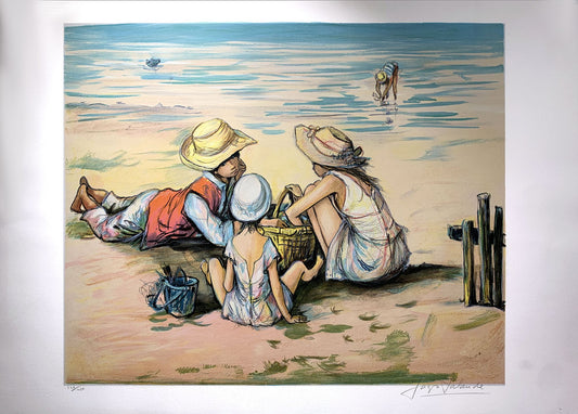 Jacques LALANDE - La plage, lithographie