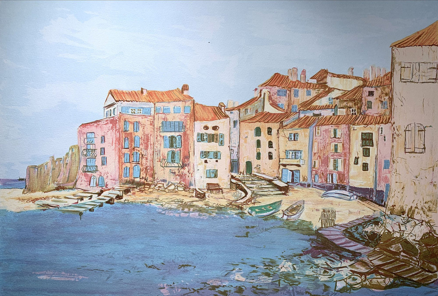 Danièle FUCHS - Vue de St Tropez, lithographie