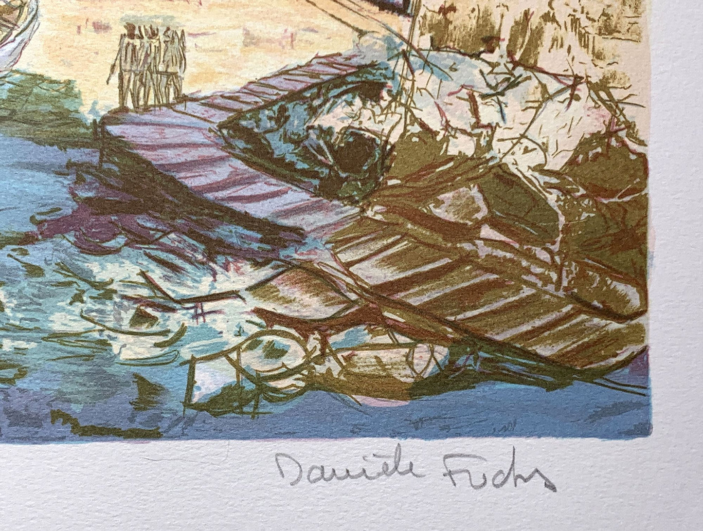 Danièle FUCHS - Vue de St Tropez, lithographie