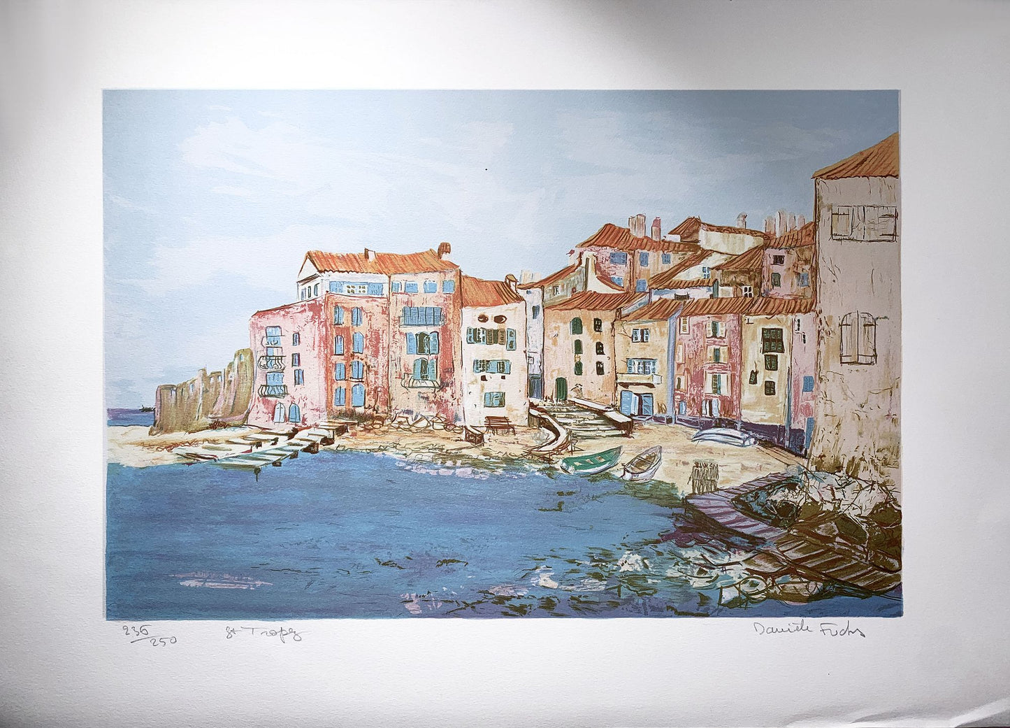 Danièle FUCHS - Vue de St Tropez, lithographie